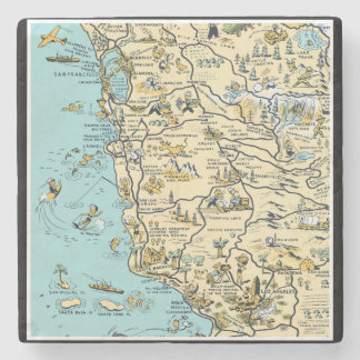 Dessous-de-verre En Pierre Carte vintage de la Californie