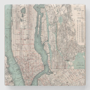 Dessous-de-verre En Pierre Carte vintage de New York (1897)