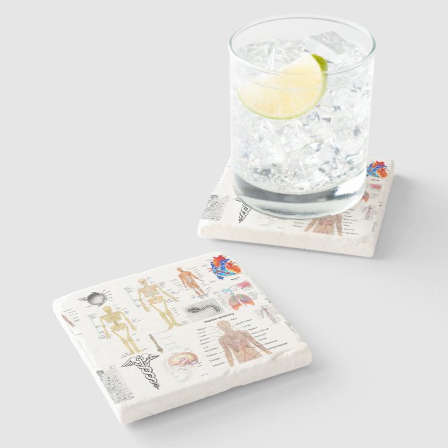 Dessous-de-verre En Pierre Cartes Médicales couleur pleine (Côté)