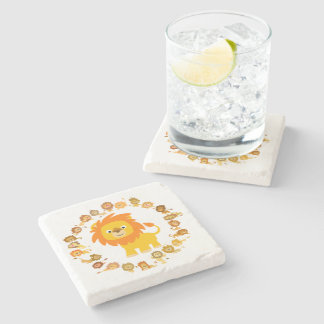 Dessous-de-verre En Pierre Carton mignon Lion Mandala Dessous de verre en pie