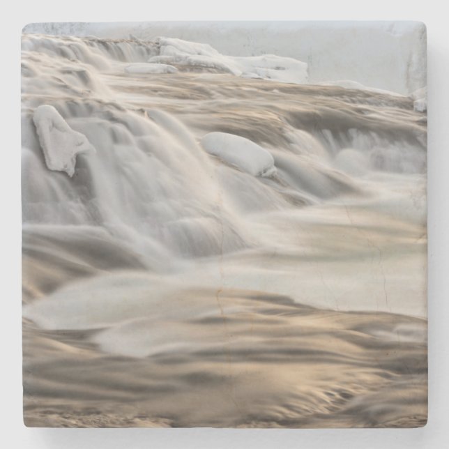 Dessous-de-verre En Pierre Cascade de Godafoss, hiver, Islande (Devant)