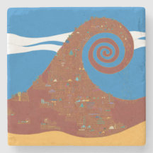 Cataclysme - Dessous de verre en pierre de marbre