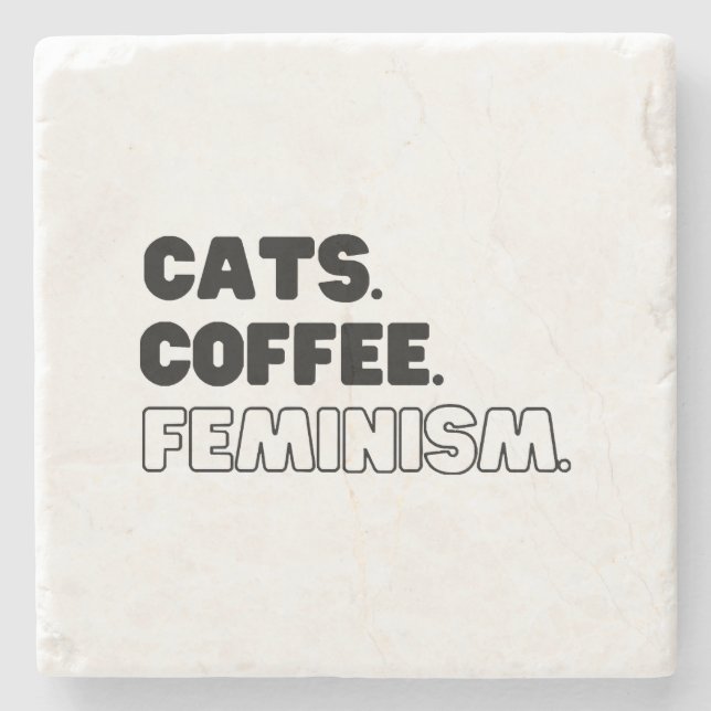 Dessous-de-verre En Pierre Cats Café Féminisme (Devant)