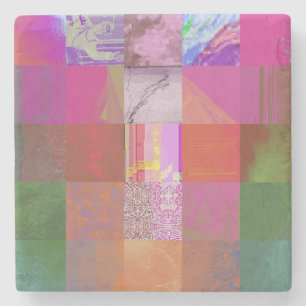 Dessous-de-verre En Pierre CD1FE646 Abstrait Motif de Grille d'Art de Glitch