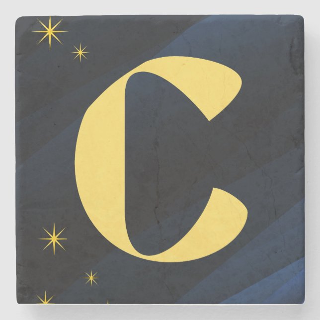 Dessous-de-verre En Pierre Celestial Midnight Gold Monogram (Devant)
