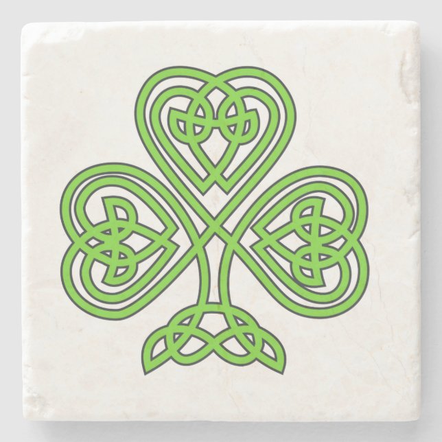 Dessous-de-verre En Pierre Celtic Knot Shamrock vert (Devant)