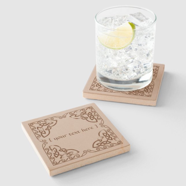 Dessous-de-verre En Pierre Celtic Knot Tribal Design Version Patinée Brown (Côté)