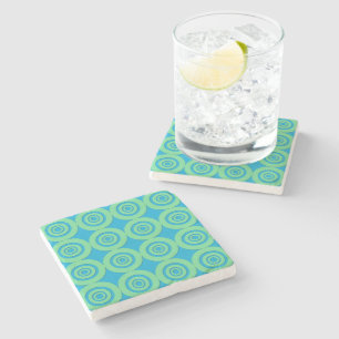 Dessous-de-verre En Pierre Cercles modernes amusants Motif vert menthe aqua