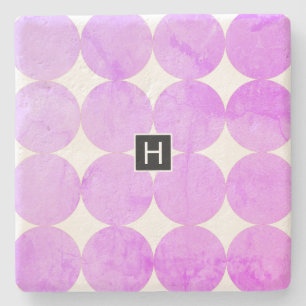 Dessous-de-verre En Pierre Cercles violets modernes   Monogramme