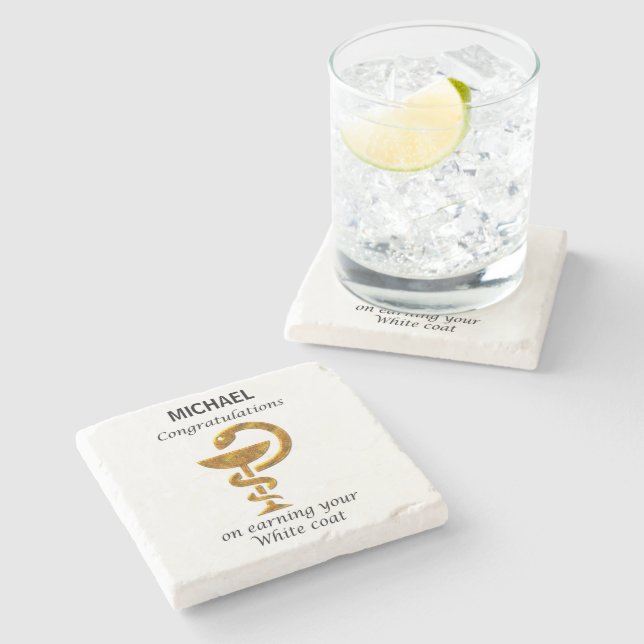 Dessous-de-verre En Pierre Cérémonie de remise de manteau blanc de pharmacie  (Côté)