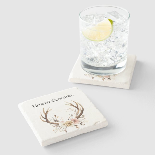Dessous-de-verre En Pierre Cerf Antlers Cowgirl rose Floral