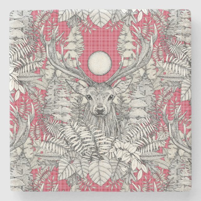 Dessous-de-verre En Pierre cerf de bois rose (Devant)
