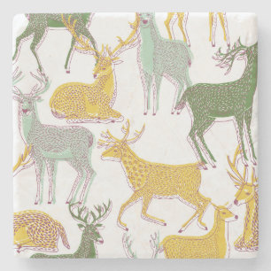 Dessous-de-verre En Pierre Cerfs géométriques : Illustration Motif traditionn