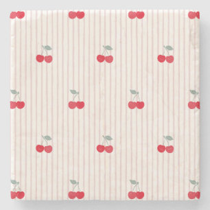 Dessous-de-verre En Pierre Cerises Rétro Absorbantes Motif Glaçage Chéri