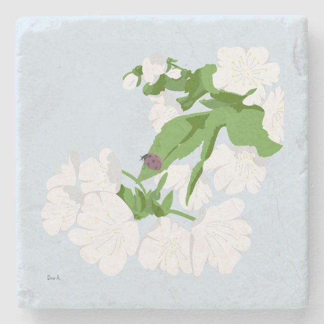 Dessous-de-verre En Pierre Cerisier en fleur  (Devant)