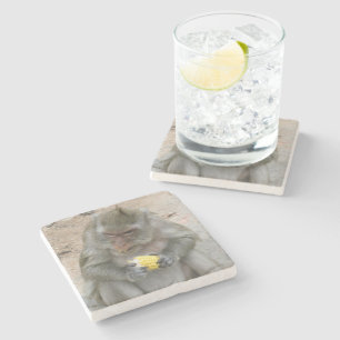 Dessous-de-verre En Pierre C'est à moi ! ! ... Singe Macaque thaïlandais sauv