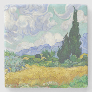 Dessous-de-verre En Pierre Champ de blé de Van Gogh avec cyprès Art