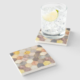 Dessous-de-verre En Pierre Champagne Blush au peigne de miel de Glam Abstrait