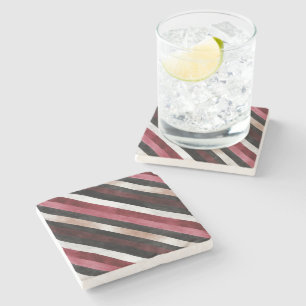 Dessous-de-verre En Pierre Champagne Rose Bourgogne Noir Rayures  
