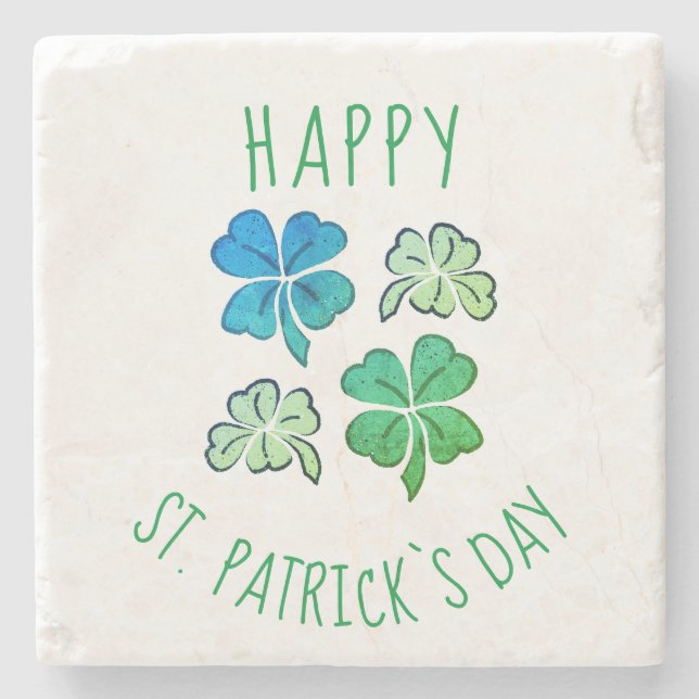 Dessous-de-verre En Pierre Chanceux Shamrock Clover Joyeux Saint Patrick`s da (Devant)
