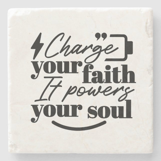 Dessous-de-verre En Pierre Charge Your Faith – Christian Inspirational Quote  (Devant)