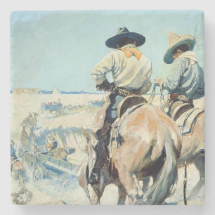 Dessous-de-verre En Pierre Chariot de ravitaillement Western Art par NC Wyeth
