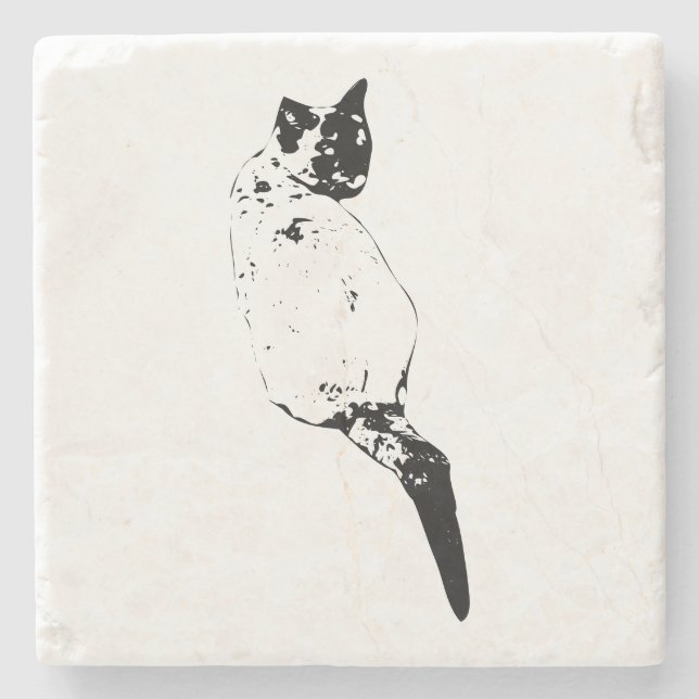 Dessous-de-verre En Pierre Chat au repos, charme subtil (Devant)