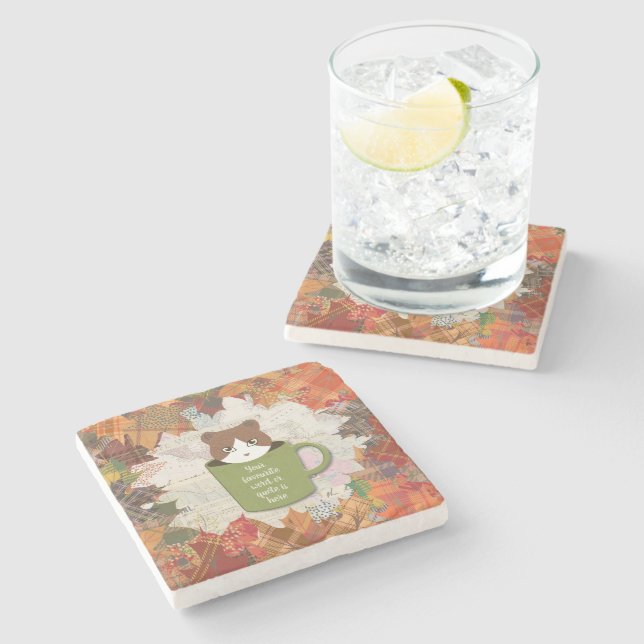 Dessous-de-verre En Pierre Chat de congé d'automne (Côté)