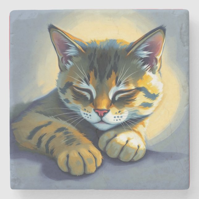 Dessous-de-verre En Pierre Chat endormi (Devant)