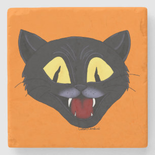 Dessous-de-verre En Pierre Chat noir Halloween