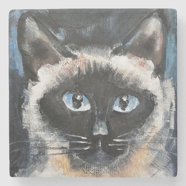 Dessous-de-verre En Pierre chat siamois (Devant)