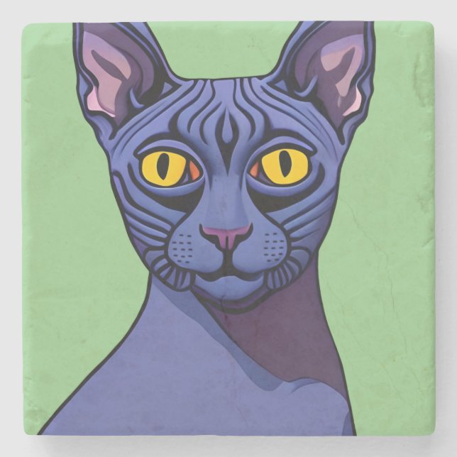 Dessous-de-verre En Pierre Chat Sphynx (Devant)