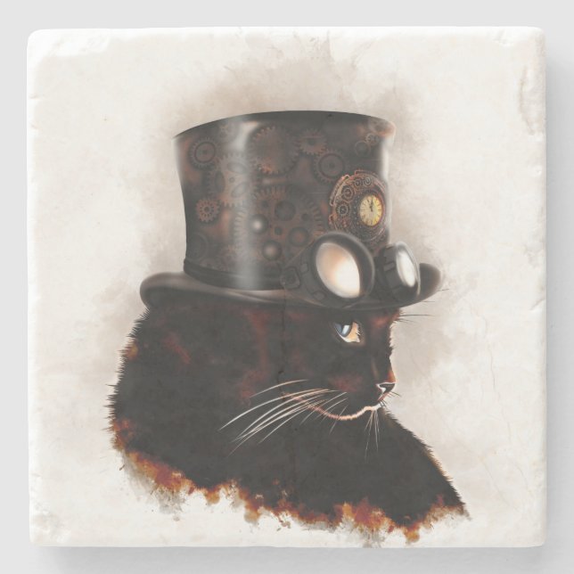 Dessous-de-verre En Pierre Chat steampunk (Devant)