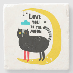 Dessous-de-verre En Pierre Chat sur la lune