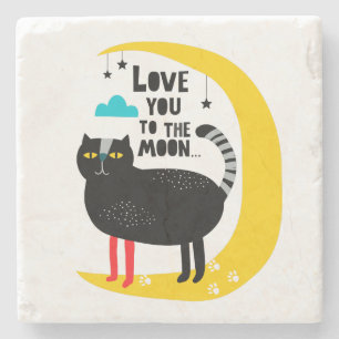 Dessous-de-verre En Pierre Chat sur la lune