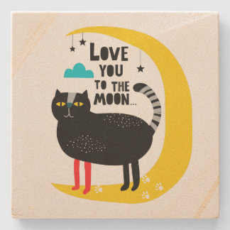 Dessous-de-verre En Pierre Chat sur la lune