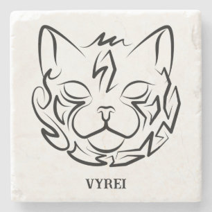 Dessous-de-verre En Pierre Chat tribal noir et blanc