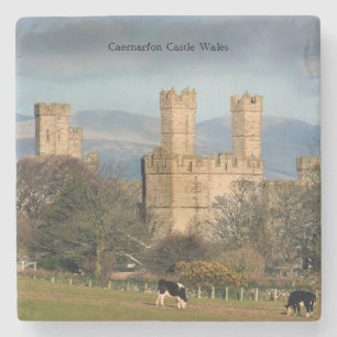 Dessous-de-verre En Pierre Château de Caernarfon au Pays de Galles.