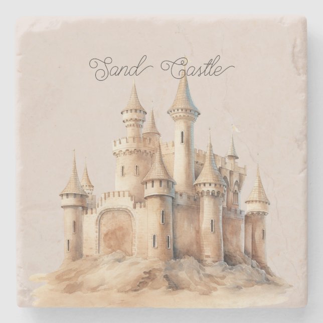 Dessous-de-verre En Pierre Château de Sable de Crème de Plage (Devant)