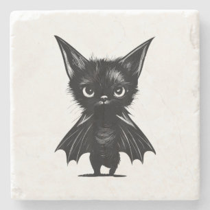 Dessous-de-verre En Pierre Chaton Noir Grumpy Halloween En Costume De Chat