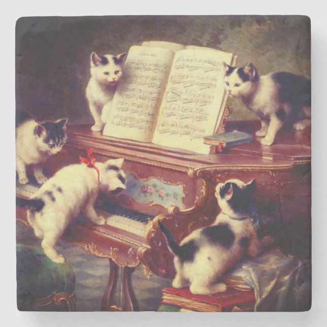 Dessous-de-verre En Pierre Chatons et piano (Devant)