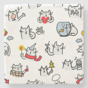 Dessous-de-verre En Pierre Chats amusants, lait et magie.