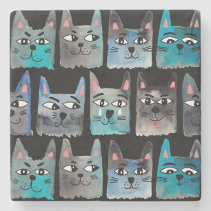 Dessous-de-verre En Pierre Chats bleus