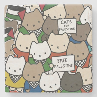 Dessous-de-verre En Pierre Chats pour la Palestine – Kawaii Cats pour la Just