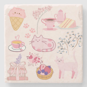 Dessous-de-verre En Pierre Chats Roses Coziness