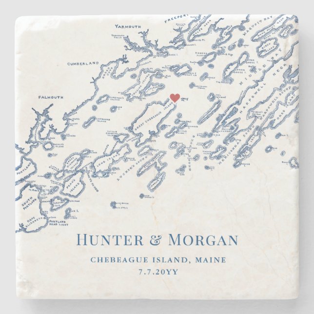 Dessous-de-verre En Pierre Chebeague Island Maine Destination Mariage Faveur (Devant)