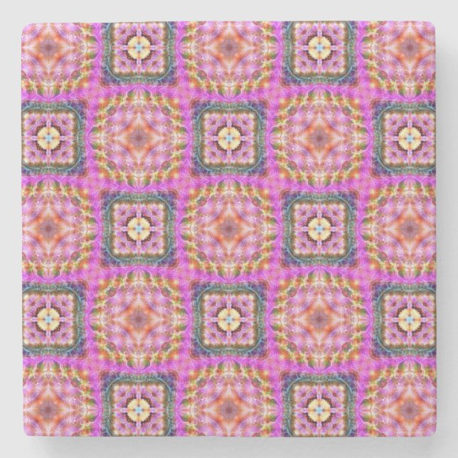 Dessous-de-verre En Pierre Checkered rose (Devant)