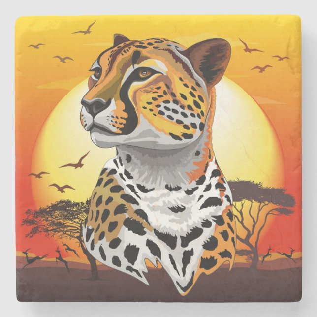 Dessous-de-verre En Pierre Cheetah African Feline Wild Animal (Devant)