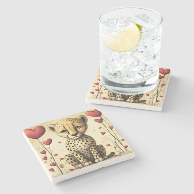 Dessous-de-verre En Pierre Cheetah Love 2 (Côté)