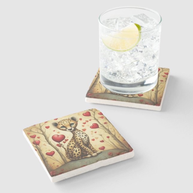 Dessous-de-verre En Pierre Cheetah Love 3 (Côté)